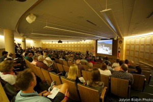 Attendees at the Dallas Mineral Collecting Symposium in the Crum Auditorium, Collins Center, Southern Methodist University