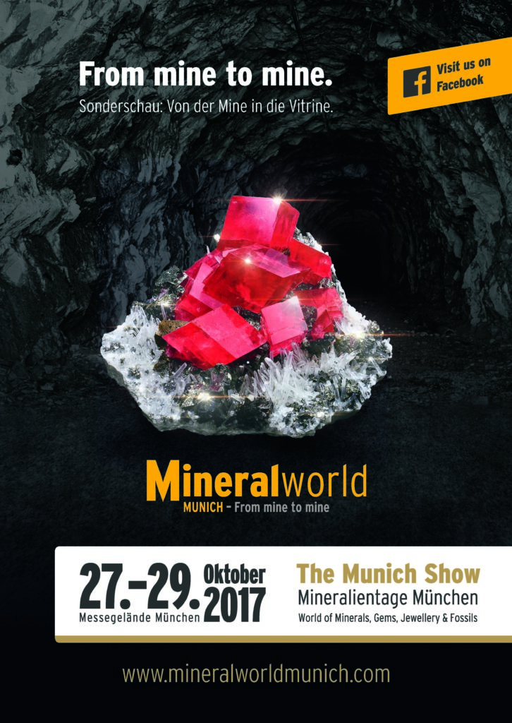 Show poster with Rhodochrosite, Munich Show for Minerals and Gems